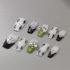 IJRMTVWO Handmade Wearing Nail Black and white explosive flash manicure Nail Patch Wearable Nail Removable reusable 10PCS view 2