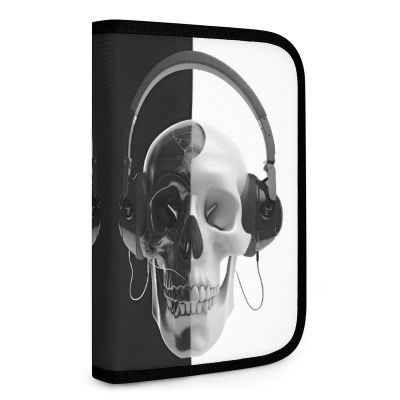 QUOPLMAM Skull Earphone Folding Storage Bag Tools Storage Carrying Case Makeup Travel Case Portable Makeup Bag Organizer