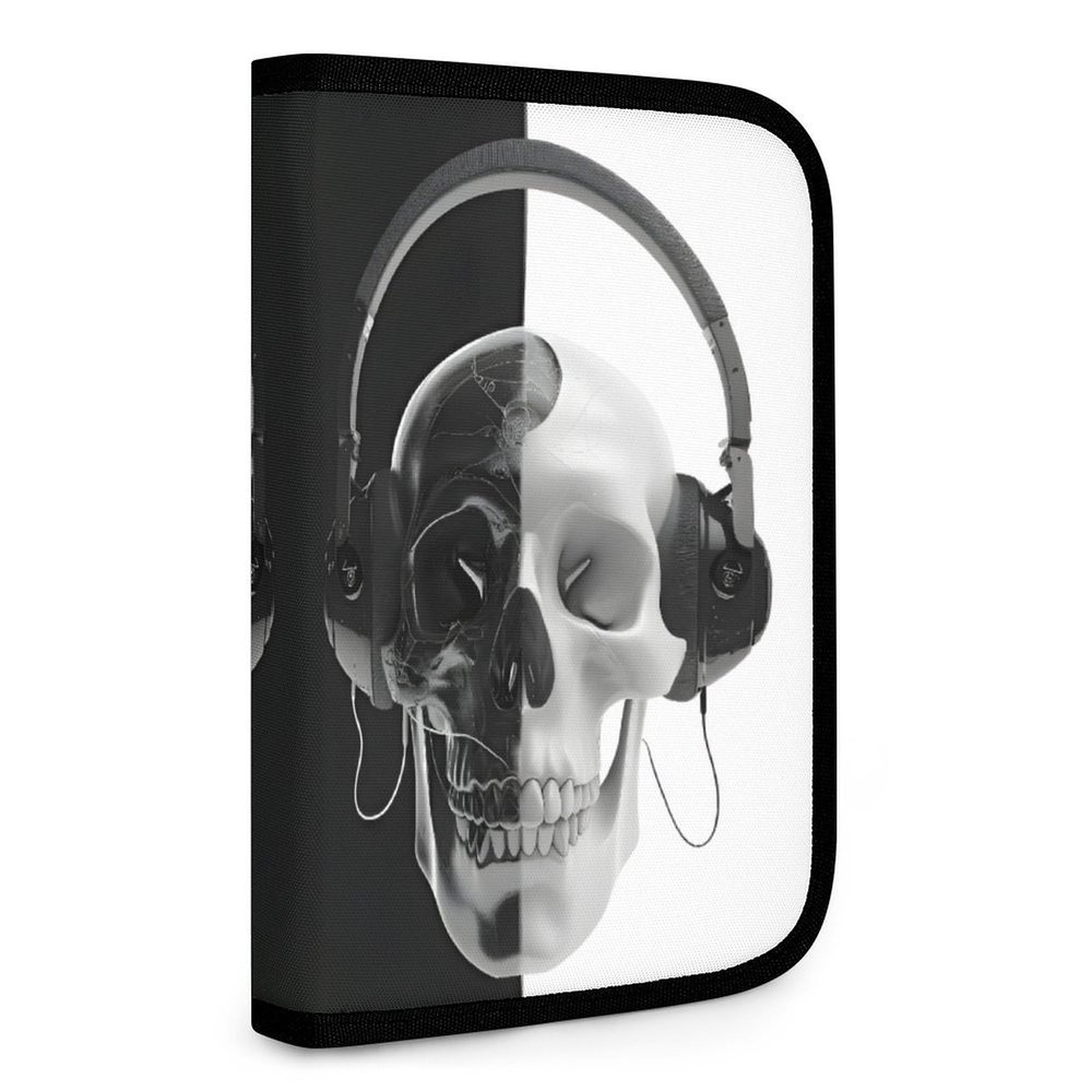 QUOPLMAM Skull Earphone Folding Storage Bag Tools Storage Carrying Case Makeup Travel Case Portable Makeup Bag Organizer