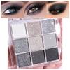 Black Silver Gray Smokey Eyeshadow Palette,Black and White and Sparkly Eye Shadow,Black Smokey Radiance Eyeshadow Palette,Long Lasting Waterproof Womens Eyeshadow Dark view 1