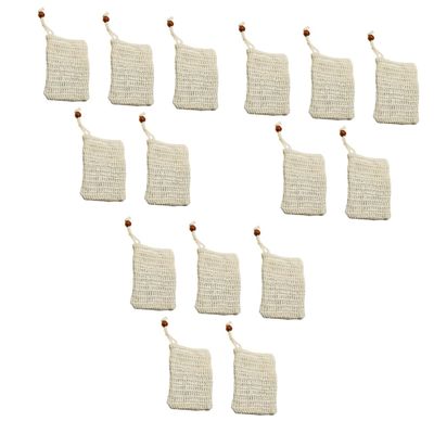FRCOLOR 15pcs Exfoliating Soap Bag Drawstring Mesh Soap Holder for Bathing for Shower and Travel Bead Design