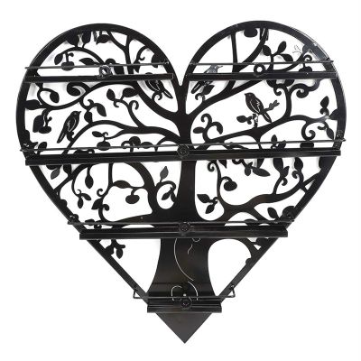 ZBJDX Metal Heart-Shaped Nail Polish Display Rack with Exquisite Patterns, 4-Layer Wall-Mounted Cosmetics Storage Rack, Suitable for Salons and Homes,Black