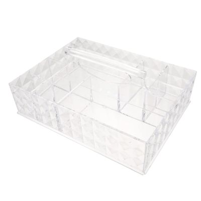 Makeup Storage Organizer Caddy Divided Basket Bin with Handle Plastic Portable Cosmetic Caddy Tote Sundries Basket forKitchen Bathroom and Cabinet Organizing