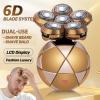6D Electric Shaver Bald Head Shaver for Men,IPX7 Waterproof Wet/Dry Rotary Shaver Cordless Rechargeable Razor,6 in 1 Football-Shaped Razor Grooming Kit with Clippers Nose Trimmer Face Brush view 4