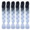 BALINGHAIR Braiding Hair Extensions Ombre Black to Silver Grey Professional High Temperature Braids Hair 24 Inch(B37-6Packs) view 2