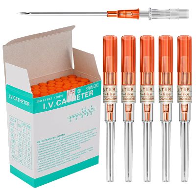 Gouevn Catheter Piercing Needles - 50PCS Piercing Needles 14G Cateter para Piercing Hollow Needle Piercing Kit for Ear Nose Lip Belly Body Piercing Needle Kit, Orange