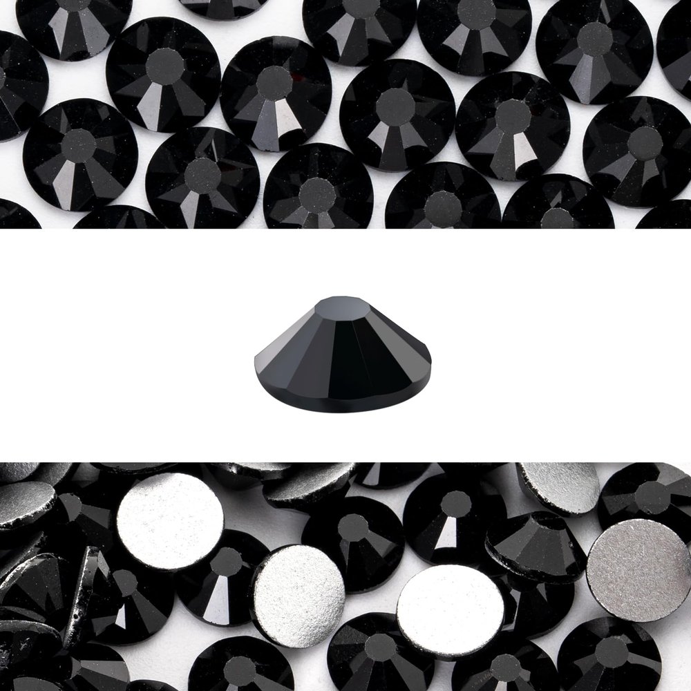 Novani 288 Pieces Flatback Rhinestones Glass Round Gems Black Crystals for Nail Art DIY Crafts Clothes Shoes,SS34,7.1-7.3mm