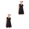 ABOOFAN 2pcs Salon Haircut Cape Chumpas Para Mujeres Hairdresser Jacket Sleeveless Smocks Vest Nail Tech Uniform, Blackx2pcs view 1
