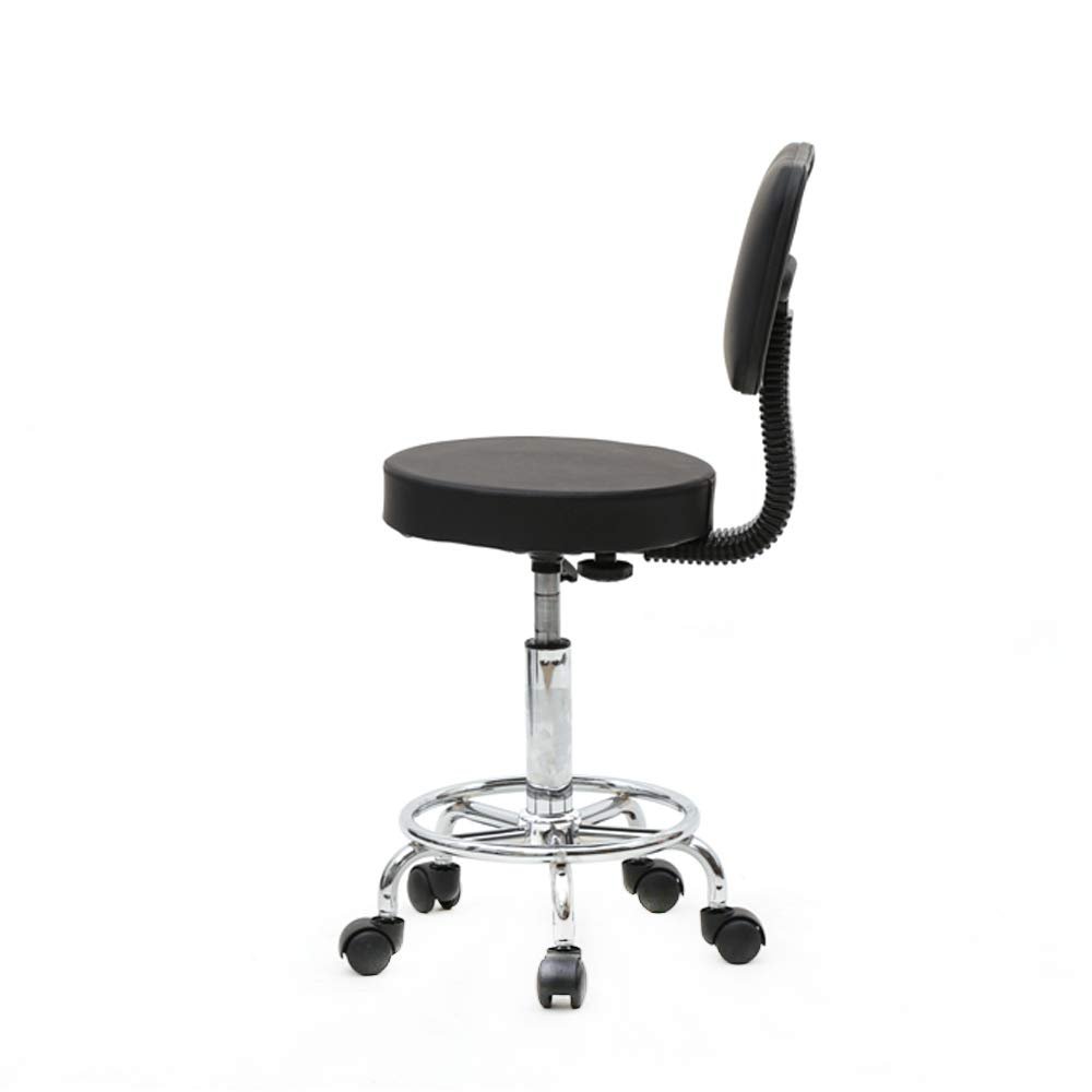 Adjustable Hydraulic Rolling Swivel Stool Chair with Cushion and Wheels, Rotating Stool Chair for Office Salon Tattoo Massage Facial Spa,Rolling Salon Stool Chair Black 13" L x 13" W x 37.4" H