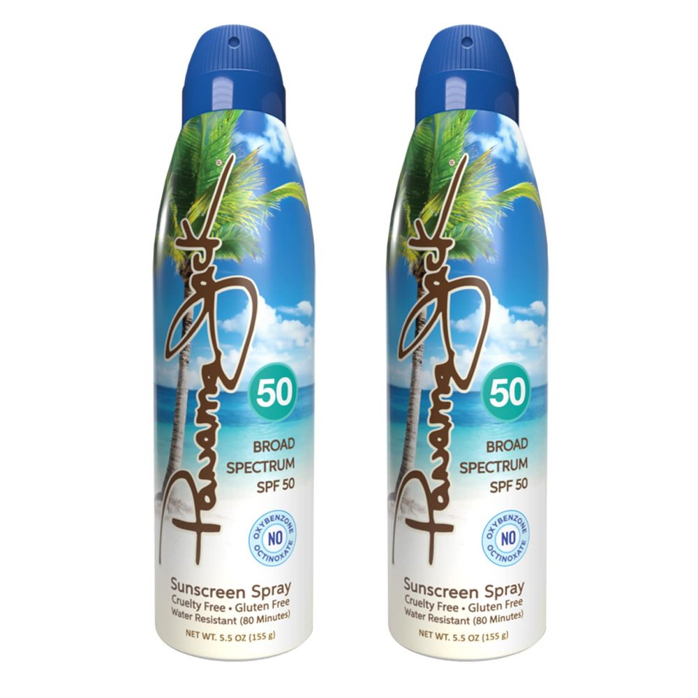 Panama Jack Continuous Spray Sunscreen - SPF 50, Broad Spectrum UVA/UVB Protection, PABA, Paraben, Gluten & Cruelty Free, Water Resistant (80 Minutes), 5.5 OZ (Pack of 2)