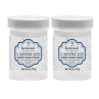 100% Pure L-Ascorbic Acid (Cosmetic Vitamin C Powder for Face) to Make Your Own Premium Beauty Serum, Skincare Mask Treatment, Hyaluronic Serums with VIT C & DIY Facial Skin Care Products 6 OZ-2 Pack