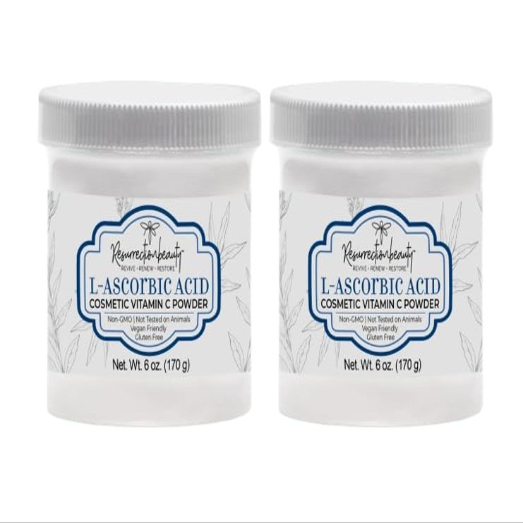 100% Pure L-Ascorbic Acid (Cosmetic Vitamin C Powder for Face) to Make Your Own Premium Beauty Serum, Skincare Mask Treatment, Hyaluronic Serums with VIT C & DIY Facial Skin Care Products 6 OZ-2 Pack
