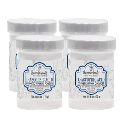 100% Pure L-Ascorbic Acid (Cosmetic Vitamin C Powder for Face) to Make Your Own Premium Beauty Serum, Skincare Mask Treatment, Hyaluronic Serums with Vit C & DIY Facial Skin Care Products 6 OZ-4 Pack