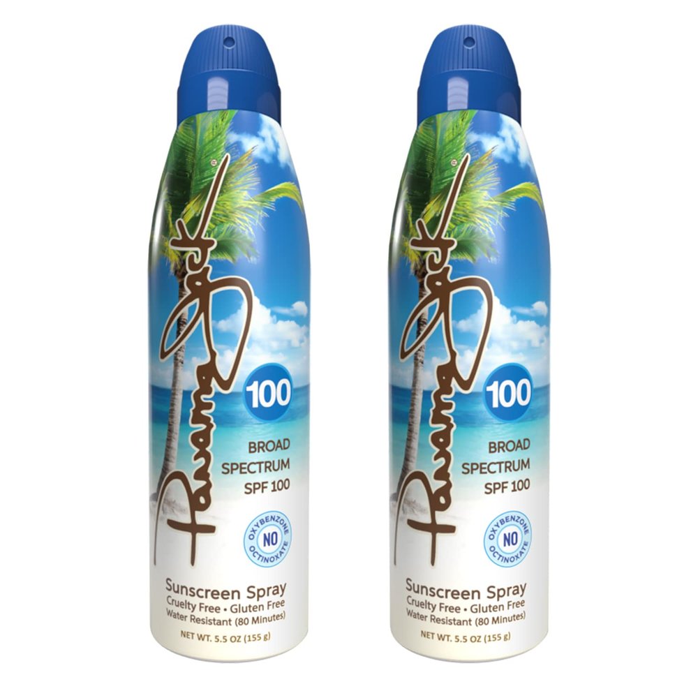 Panama Jack Continuous Spray Sunscreen - SPF 100, Broad Spectrum UVA/UVB Protection, Reef-Friendly, PABA, Paraben, Gluten & Cruelty Free, Water Resistant (80 Minutes), 5.5 OZ (Pack of 2)