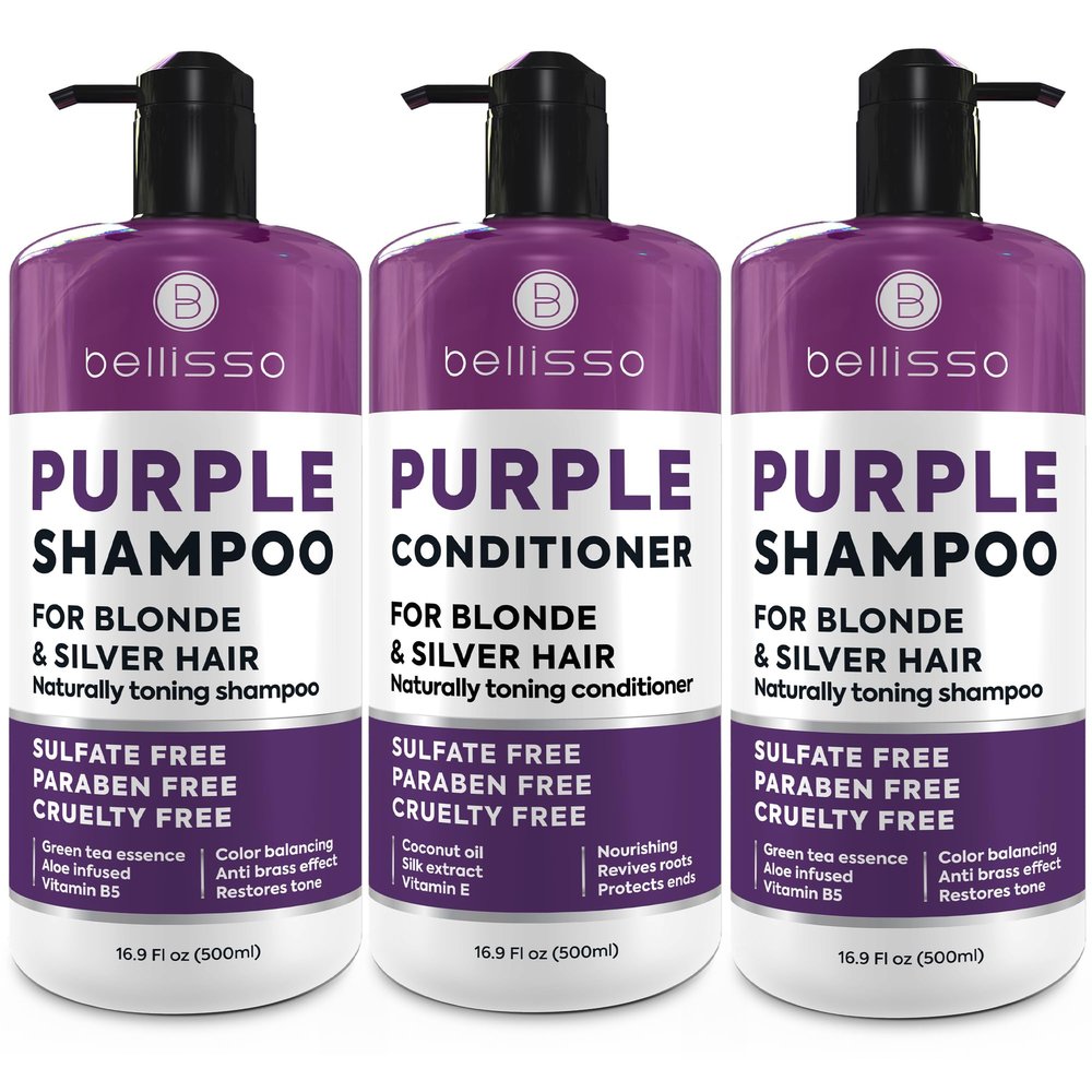 BELLISSO Purple Shampoo and Conditioner Set and Purple Shampoo