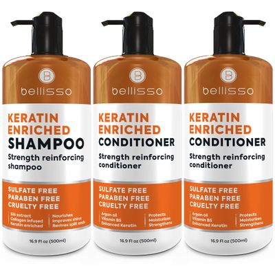 BELLISSO Keratin Shampoo and Conditioner Set and Keratin Conditioner