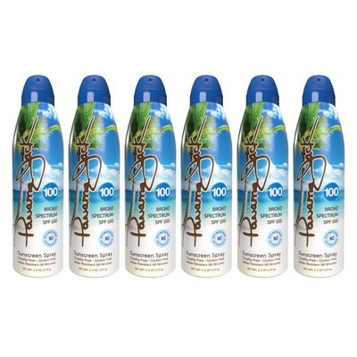 Continuous Spray Sunscreen - SPF 100, Broad Spectrum UVA/UVB Protection, PABA, Paraben, Gluten & Cruelty Free, Water Resistant (80 Minutes), 5.5 OZ - Pack of 6