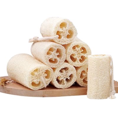 100% Natural Loofah Sponge,Natural Loofah Exfoliating Bath Scrubber for Adults,Men and Women Shower Or Cleaning Kitchenware (Color : White, Size : 15cm)