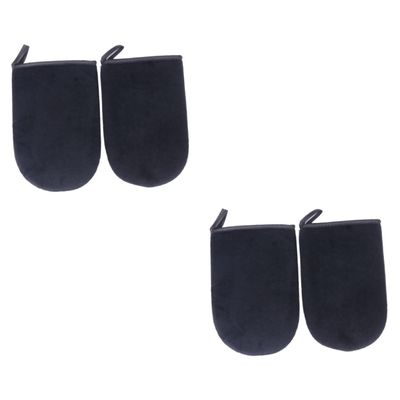 FRCOLOR 4pcs Self Tanning Applicators Soft and Comfortable Tanning Mitts for Even Application of Self Machine Washable for Streak Black