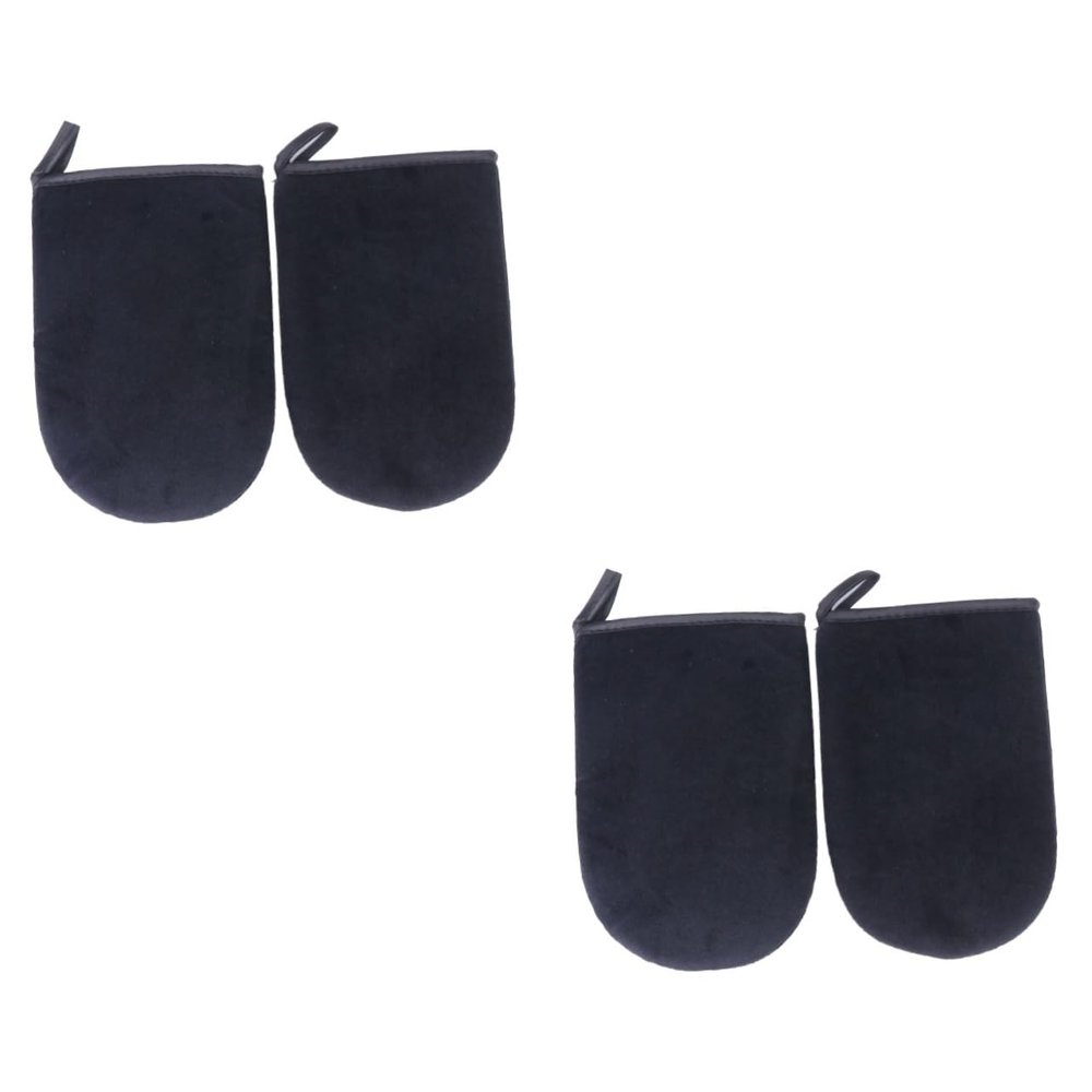 FRCOLOR 4pcs Self Tanning Applicators Soft and Comfortable Tanning Mitts for Even Application of Self Machine Washable for Streak Black