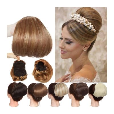 YUXING1205 Hair Piece Synthetic Straight Chignon Bun Hair Pieces 6" Drawstring Ponytail Extensions Clip in Hair Extension Heat Resistant Hair Donut Chignon for Women Hair Buns (Color : Light Brown)