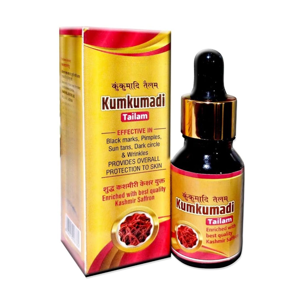 Kumkumadi Oil Enriched with Kashmiri Saffron, Helping to Get Glowing, Radiant & Youthful Complexion Ayurvedic Non-Sticky and Suitable for All Skin Types -15 ML