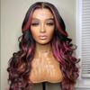 Lace Front Wigs Human Hair Ombre Black with Pink Highlight Colored Body Wave Human Hair Wigs for Women 13x4 Transparent Lace Frontal Wig Pre Plucked with Baby Hair (13x4 lace front wig, 16 inch) view 2