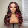 Lace Front Wigs Human Hair Ombre Black with Pink Highlight Colored Body Wave Human Hair Wigs for Women 13x4 Transparent Lace Frontal Wig Pre Plucked with Baby Hair (13x4 lace front wig, 16 inch) view 4