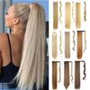 22Inch Long Straight Synthetic Hair Extensions Wrap Ponytailtail Hair For Women Clip On Ponytailtail Hairpieces Brown Black Color view 2