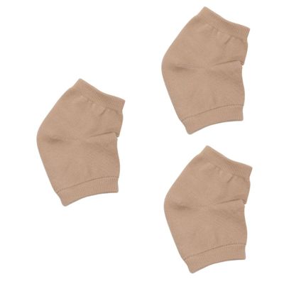 NOLITOY 3pcs Nylon Heel Socks Gel Sleeve Comfortable Open Toe Socks for Feet Care Relief for Dry Cracked Skin