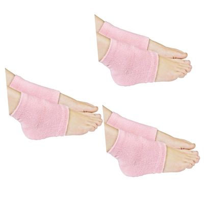 NOLITOY 3pcs Vented Heel Sleeves Spa Socks Moisturizing Gel Foot Alignment Socks for Women Care