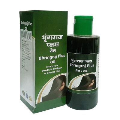 Bhringraj Plus Ayurvedic Herbal Hair Oil Controls Greying hair, Hair Fall,Dandruff -200 ml