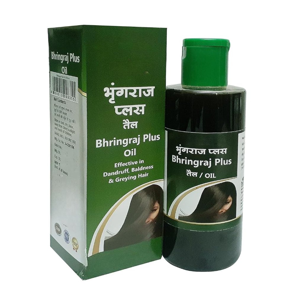 Bhringraj Plus Ayurvedic Herbal Hair Oil Controls Greying hair, Hair Fall,Dandruff -200 ml