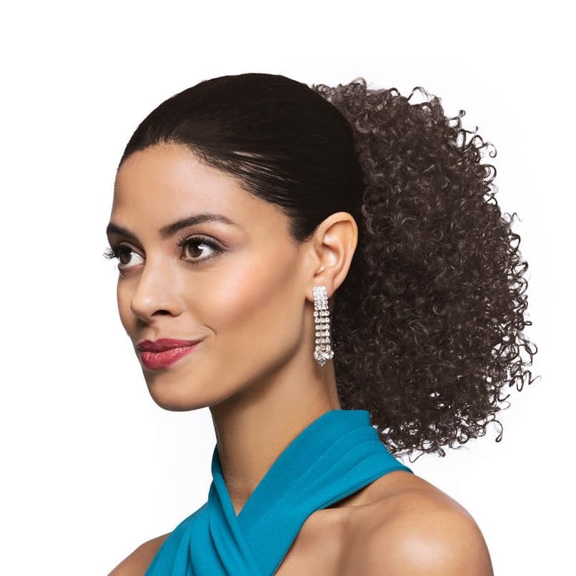 10" Length Drawstring Ponytail DS21 Color 34 - (2 Pack) Cheerleading Looser Spiral Curls Fusion Heat Friendly Synthetic Fiber Womens Lightweight Black Women Curly Cheer Bundle Hairloss Booklet