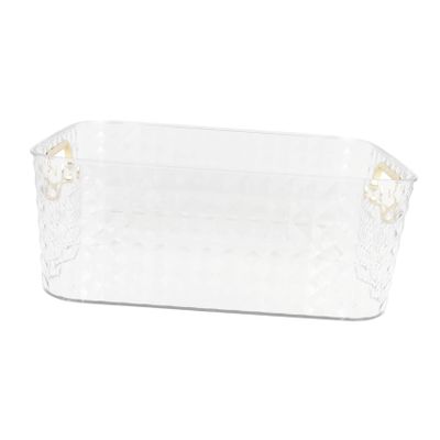 ABOOFAN Diamond Pattern Storage Basket Clear Organizer Makeup Containers Storage Drawers Organizer Basket Container with Handle Makeup Refrigerator Food Household Products Make up The Pet