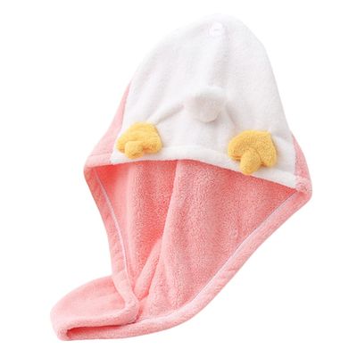 Amosfun Super Absorbent Hair Drying Hat Coral Fleece Wet Hair Wrap for Women Girls Reduces Frizz Quick Drying Turban Pink