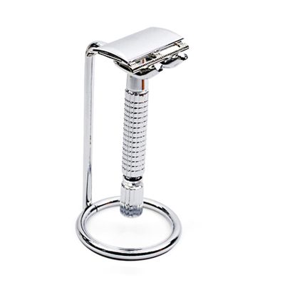 Mikinona Double Safety Razor Stand Shaving Brush Holder Metal Rack for Air Drying Compatible Razors and Brushes Random Design for Stylish Grooming Setup