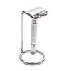 Mikinona Double Safety Razor Stand Shaving Brush Holder Metal Rack for Air Drying Compatible Razors and Brushes Random Design for Stylish Grooming Setup view 1