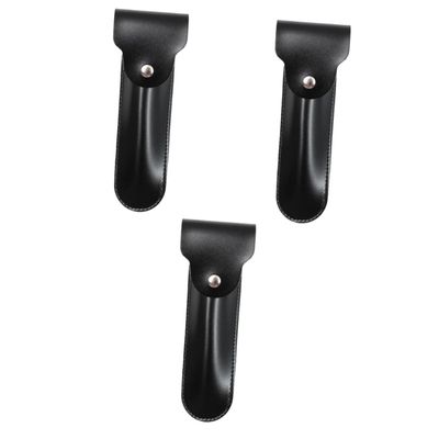NOLITOY 3pcs Leather Case for Travel Compact Shaver Protector Cover Portable Manual Holder for Business Trips and Camping Design