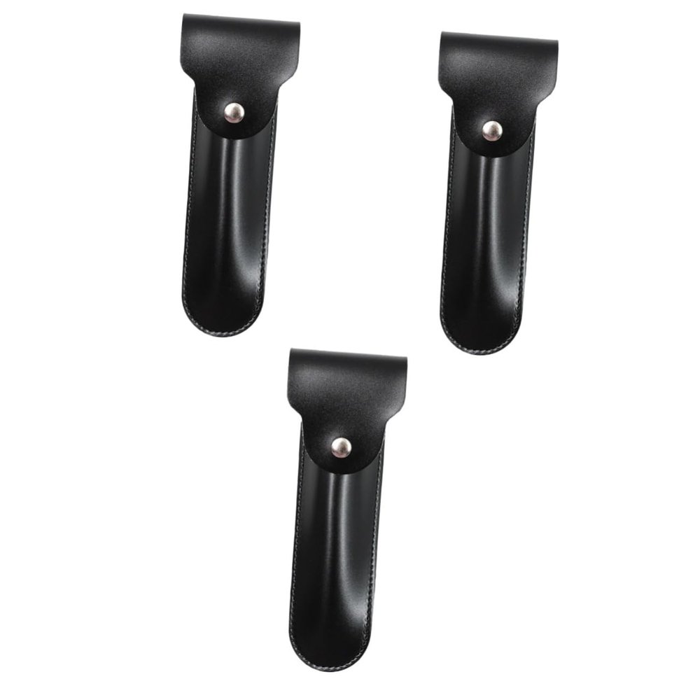 NOLITOY 3pcs Leather Case for Travel Compact Shaver Protector Cover Portable Manual Holder for Business Trips and Camping Design