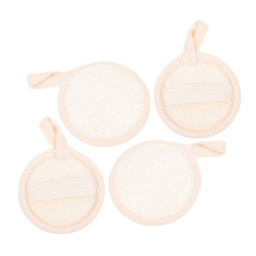 Mikinona 4pcs Sponge Pads for Cleansing Natural Loofah Makeup Towels Skin-Friendly Facial Exfoliating Sponges for Gentle Makeup Removal and Pore Cleaning
