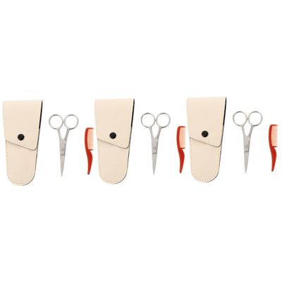 NOLITOY 3sets Stainless Steel Facial Hair Remover Scissor for Eyebrows Mustache Beard Trimmer