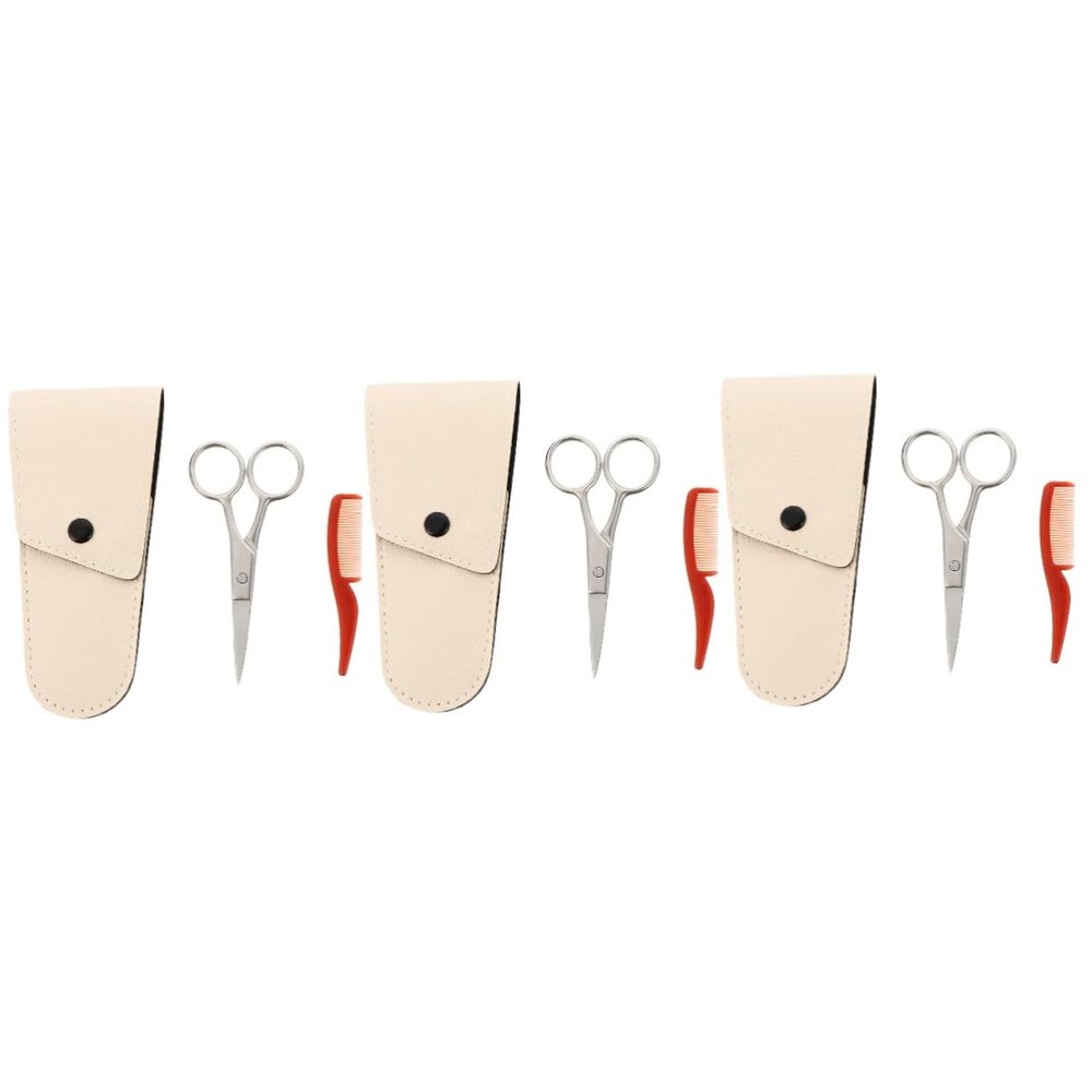 NOLITOY 3sets Stainless Steel Facial Hair Remover Scissor for Eyebrows Mustache Beard Trimmer