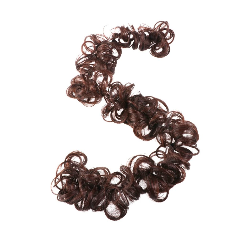 NOLITOY Wavy Curly Messy Bun Hairpiece for Women Synthetic Donut Chignon Extensions Twisting Hair Piece for Elegant Updos Multiple Colors Chestnut