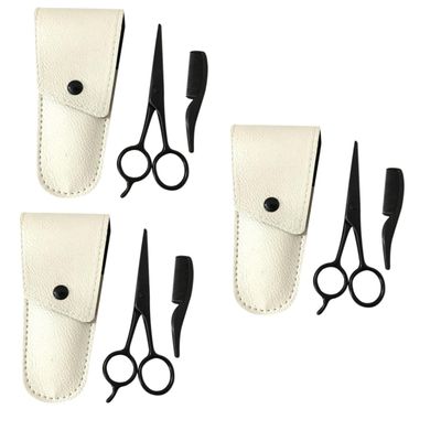 NOLITOY 9pcs Men Beard Scissors Set Precision Shears for Facial Hair Mustache Trimming Scissors Beard Grooming Kit Stainless Steel Leather Small Comb