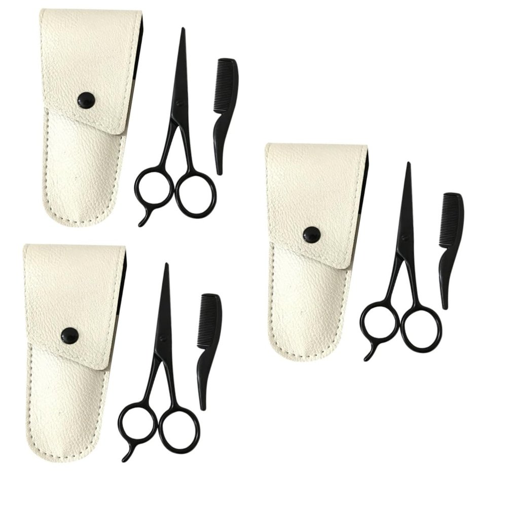 NOLITOY 9pcs Men Beard Scissors Set Precision Shears for Facial Hair Mustache Trimming Scissors Beard Grooming Kit Stainless Steel Leather Small Comb