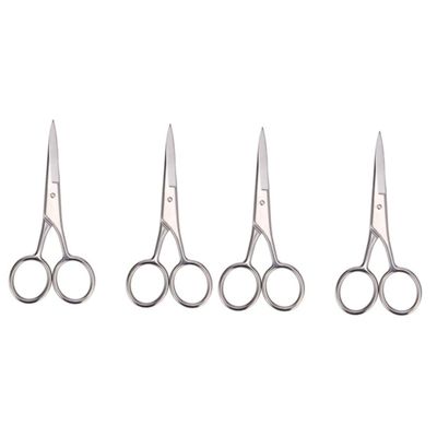 NOLITOY 4pcs Stainless Steel Beard Trimming Scissors for Men Shears for Barbershop Home Use Precision Grooming Tools for Stylish Beard Care Silver