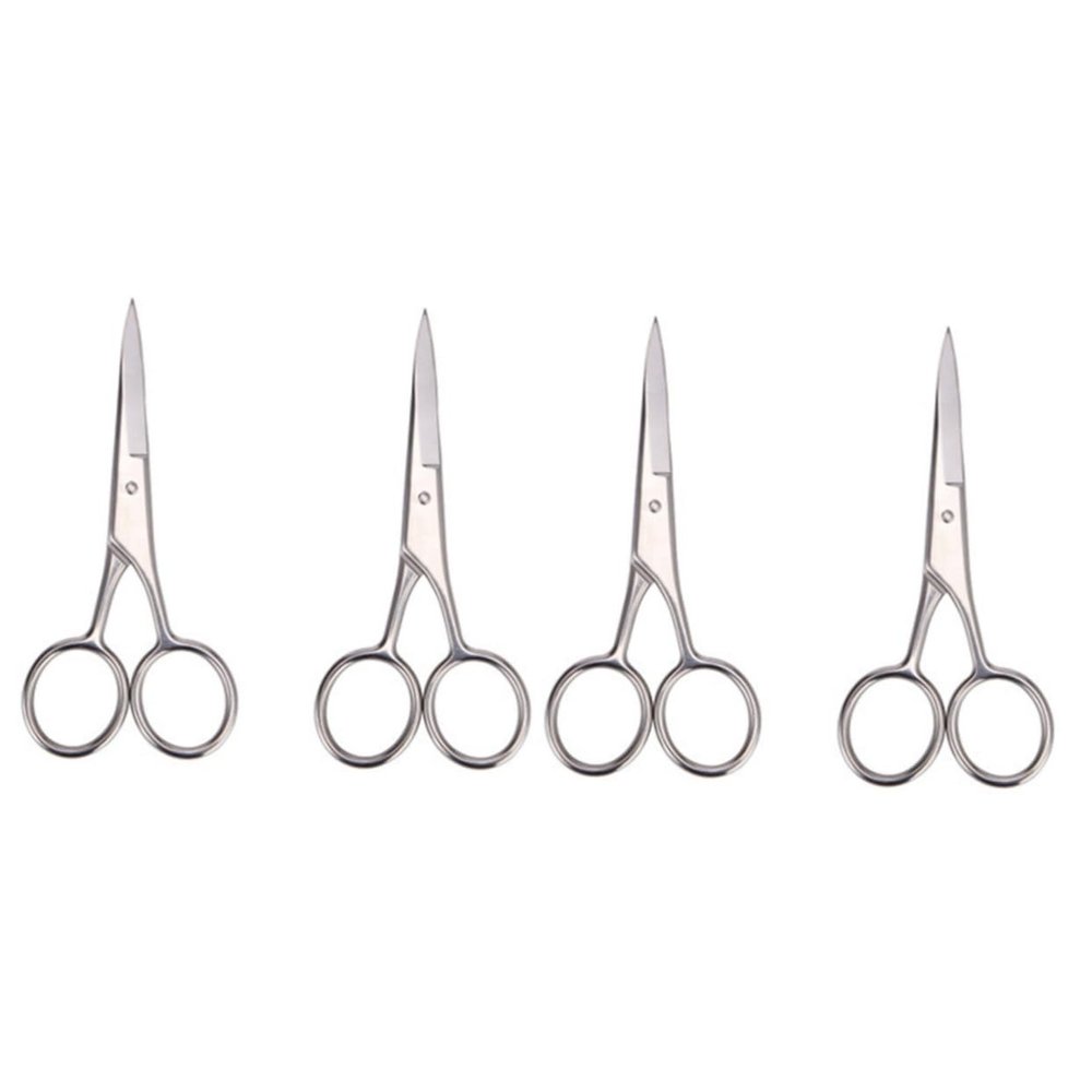 NOLITOY 4pcs Stainless Steel Beard Trimming Scissors for Men Shears for Barbershop Home Use Precision Grooming Tools for Stylish Beard Care Silver