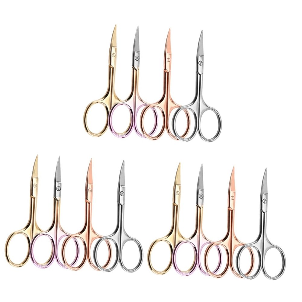 NOLITOY 12pcs Stainless Steel Men Beard Scissors Mustache Trimmer Shears Barber Cutting Scissors for Diy Random Color