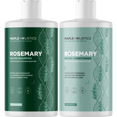 Biotin Rosemary Shampoo and Conditioner Set - Vegan Biotin Shampoo and Conditioner Set Volumizing Complex with Rosemary Essential Oil for Fine Weak & Dull Hair - Sulfate & Paraben Free (16 Fl Oz)